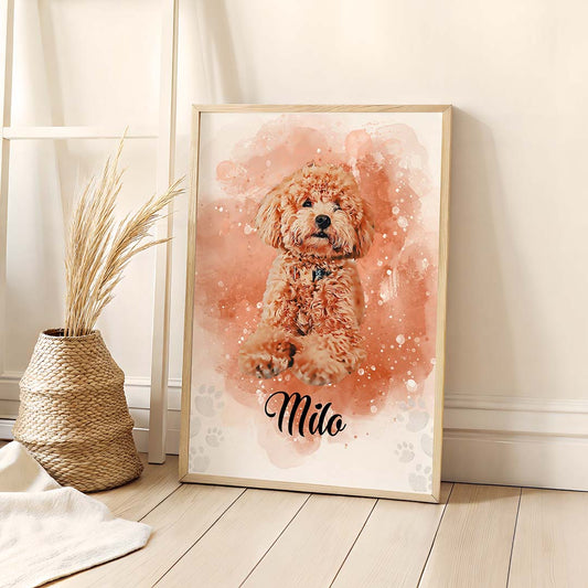 Imagine în Pictură, Pictură Acuarelă a Fotografiei de Animal de Companie