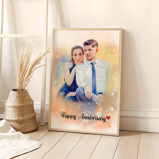 Imagine în Pictură, Pictură Acuarelă a Fotografiei de Cuplu