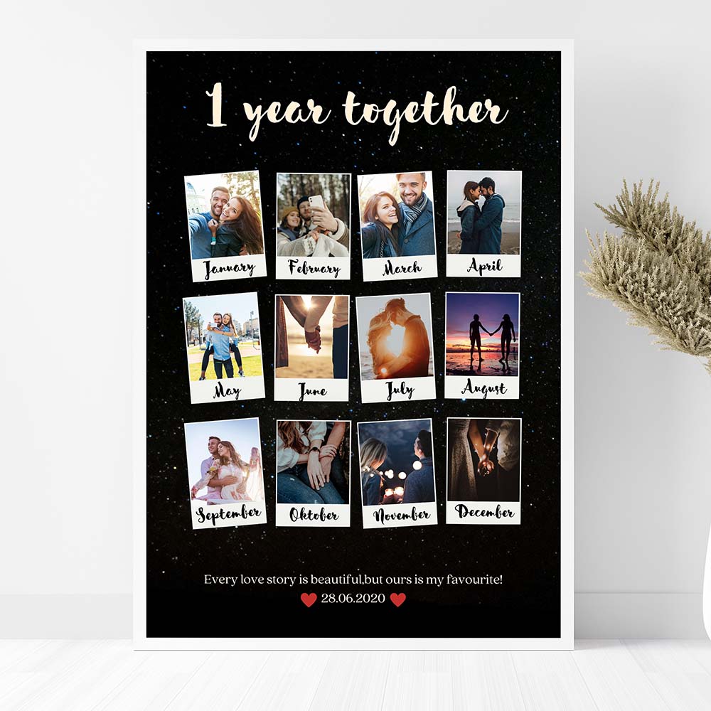 Personalized 12-Month Photo Collage Celebrate Your Anniversary